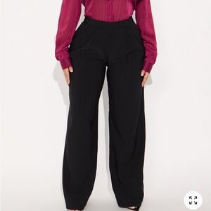 Fashion Nova Black Wide-Leg Trousers